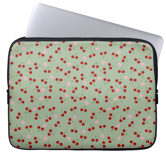 Kirschen und Blume Laptopschutzhülle (Vorderseite)