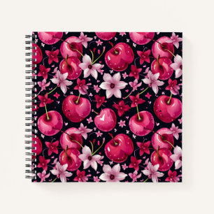 Kirschen und Blume Notizblock