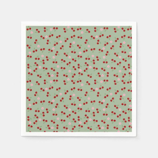 Kirschen und Blume Serviette (Vorderseite)