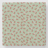 Kirschen und Blume Steinuntersetzer (Vorderseite)