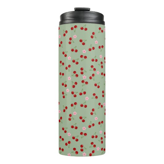 Kirschen und Blume Thermosbecher (Vorderseite)