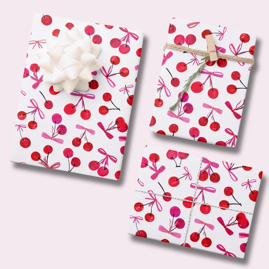 Kirschen und Bogen Geschenkpapier Set