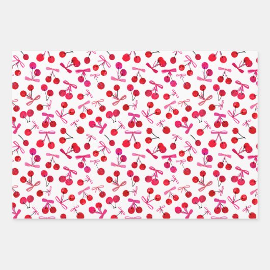 Kirschen und Bogen Geschenkpapier Set (Vorderseite)