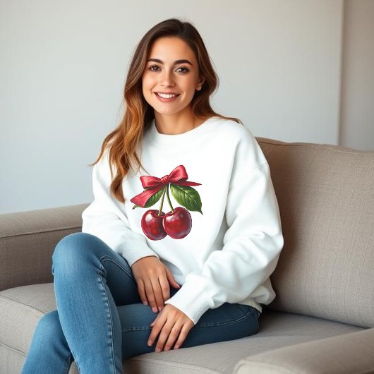Kirschen und ein Bow Sweatshirt