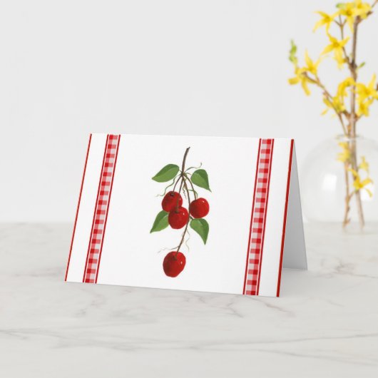 Kirschen und Gingham Note Card Karte (Gelbe Blume)