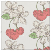 Kirschen und Kirschblüten Stoff (Nahaufnahme)
