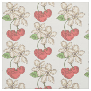 Kirschen und Kirschblüten Stoff