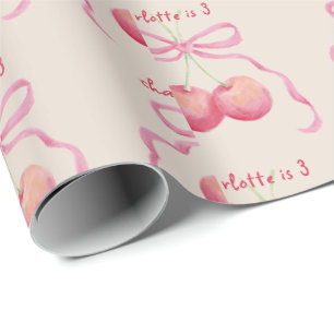 Kirschen und Schleife Kinder individuell angepasst Geschenkpapier