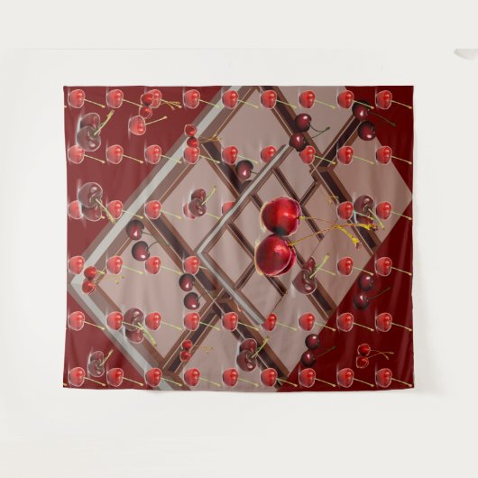 Kirschen und Schokolade mit dunkelrot Wandteppich (Vorderseite (Horizontal))