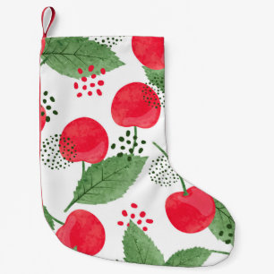 Kirschen Vintage, Wasserfarbe Nahtlos. Kleiner Weihnachtsstrumpf