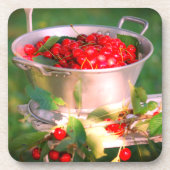 Kirschernte, Hütte Garten Rosalinde Getränkeuntersetzer (Vorderseite)