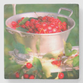 Kirschernte, Hütte Garten Rosalinde Steinuntersetzer (Vorderseite)