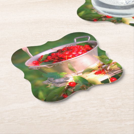 Kirschernte, Hütte Garten Rosalinde Untersetzer (angewinkelt)