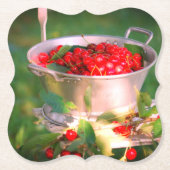 Kirschernte, Hütte Garten Rosalinde Untersetzer (Vorderseite)