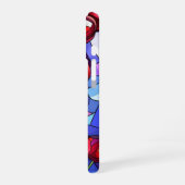 Kirschfrucht-Buntglas-Monogramm iPhone 16 Hülle (Linke Seite)