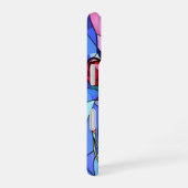 Kirschfrucht-Buntglas-Monogramm iPhone 16 Hülle (Rechte Seite)
