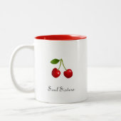 Kirschfrüchte auf den Schwestern des weißen Souls Zweifarbige Tasse (Links)
