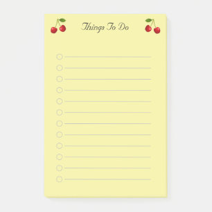 Kirschfrüchte auf gelben Dingen zu tun liniert Post-it Klebezettel