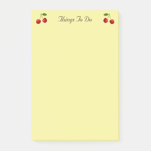 Kirschfrüchte auf gelben Dingen zu tun Post-it Klebezettel (Vorderseite)