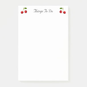 Kirschfrüchte Dinge zu tun Post-it-Notizen Post-it Klebezettel