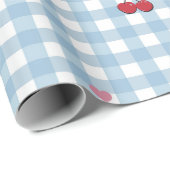 Kirschherz mit blauem Gingham Geschenkpapier (Rolleneckpunkt)