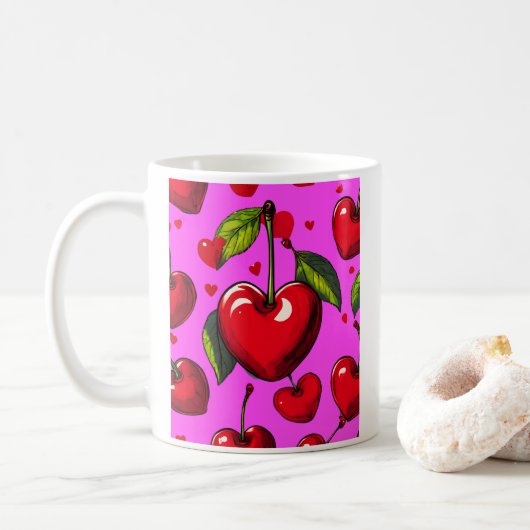 Kirschherzen Kaffeetasse (Mit Donut)