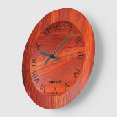 Kirschholzstruktur individuelles Monogramm Große Wanduhr (Winkel)