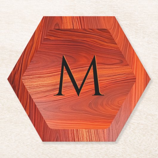 Kirschholzstruktur mit individuellem Monogramm. Untersetzer (Vorderseite)
