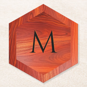 Kirschholzstruktur mit individuellem Monogramm. Untersetzer