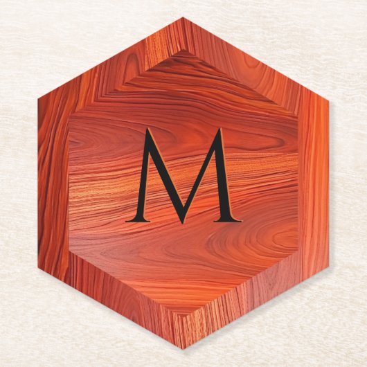 Kirschholzstruktur mit individuellem Monogramm. Untersetzer (Vorderseite)
