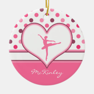 Kirschinspirierter Rosa Polka-Punkte Keramik Ornament