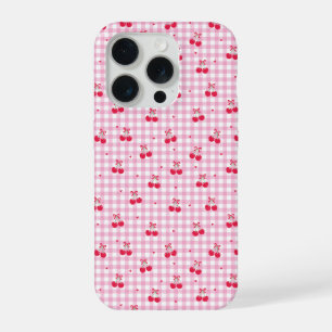 Kirschkariertes Herz Valentinstag Muster iPhone 15 Pro Hülle
