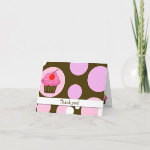Kirschkleiner kuchen Brown/Rosa-moderne gefaltet Dankeskarte