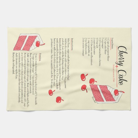 Kirschkuchen-Tuch Geschirrtuch (Horizontal)