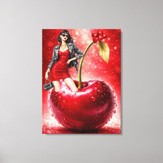 Kirschmode-Illustration als Wandkunst-Druck Leinwanddruck