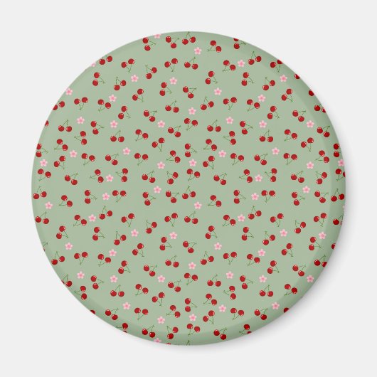 Kirschmuster auf grünem Hintergrund Magnet (Vorne)