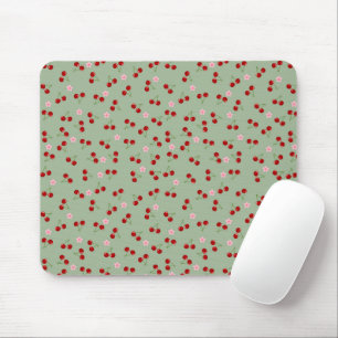Kirschmuster auf grünem Hintergrund Mousepad