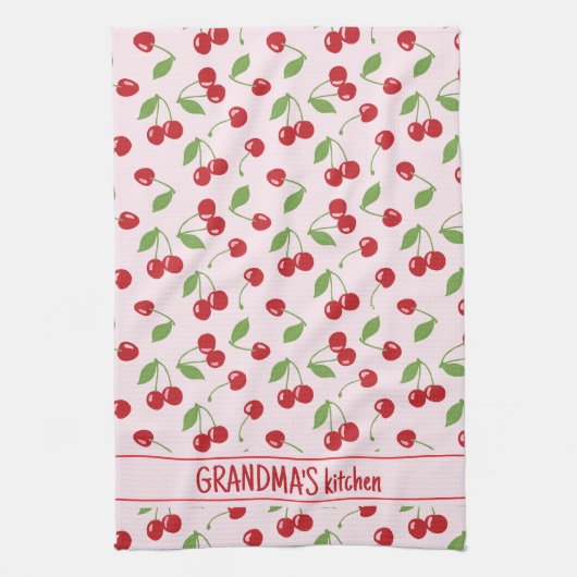 Kirschmuster mit hellrosa Schürze Geschirrtuch (Vertikal)