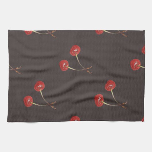 Kirschpaar-Muster (dunkle Schokolade) Küchentuch (Horizontal)