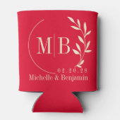 Kirschpickend Rosa Blatt Hochzeitsmonogramm Dosenkühler (Rückseite)