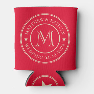 Kirschpickend Rosa Hochzeitsmonogramm Stern Dosenkühler