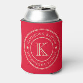 Kirschpickend Rosa Hochzeitsmonogramm Stern Dosenkühler (Kanne Rückseite)