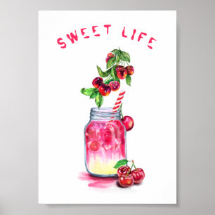 Kirschposter Saft Cooles Getränk Früchte Sommerpar Poster