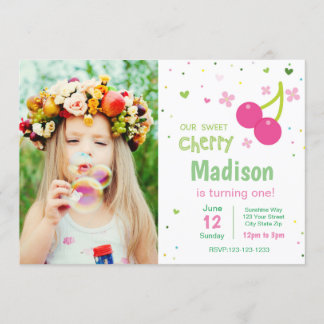 Kirschrosa Geburtstags-Einladung mit Foto Einladung