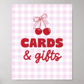 Kirschrosa Gingham-Karten & Geschenke zum Geburtst Poster (Vorne)