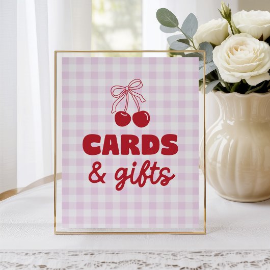 Kirschrosa Gingham-Karten & Geschenke zum Geburtst Poster