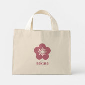 Kirschrosa Sakura-Blüten-Silhouette Mini Stoffbeutel (Rückseite)