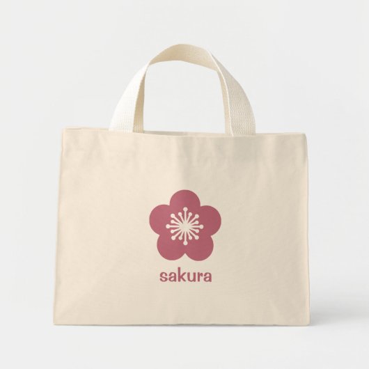 Kirschrosa Sakura-Blüten-Silhouette Mini Stoffbeutel (Vorne)