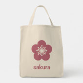 Kirschrosa Sakura-Blüten-Silhouette Tragetasche (Rückseite)
