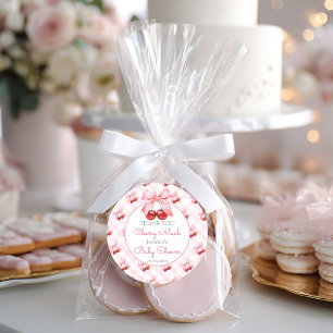 Kirschrosa Schleifen-Baby-Party Runder Aufkleber